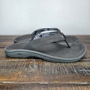 NEW OluKai Ohana Womens Size 8 Slip On Flip Flops Beach Sandals Foam Black